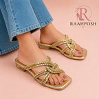 Raahposh Luxe Crystal Double Strap Block Heels - Silver, Gold & Champagne Gold