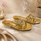 Raahposh Luxe Heart Strap Block Heels - Rose Gold, Gold & Silver