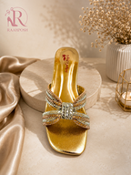 Raahposh Luxe Crystal Knot Block Heels - Gold, Silver & Rose Gold