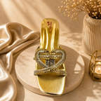 Raahposh Luxe Heart Strap Block Heels - Rose Gold, Gold & Silver