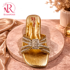 Raahposh Luxe Crystal Knot Block Heels - Gold, Silver & Rose Gold