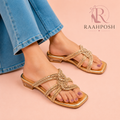 Raahposh Luxe Crystal Cross Strap Block Heels - Gold, Champagne Gold & Silver