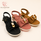 Raahposh Crystal Bow Comfort Sandals for Women – Soft Cushioned Ankle Strap Sandals