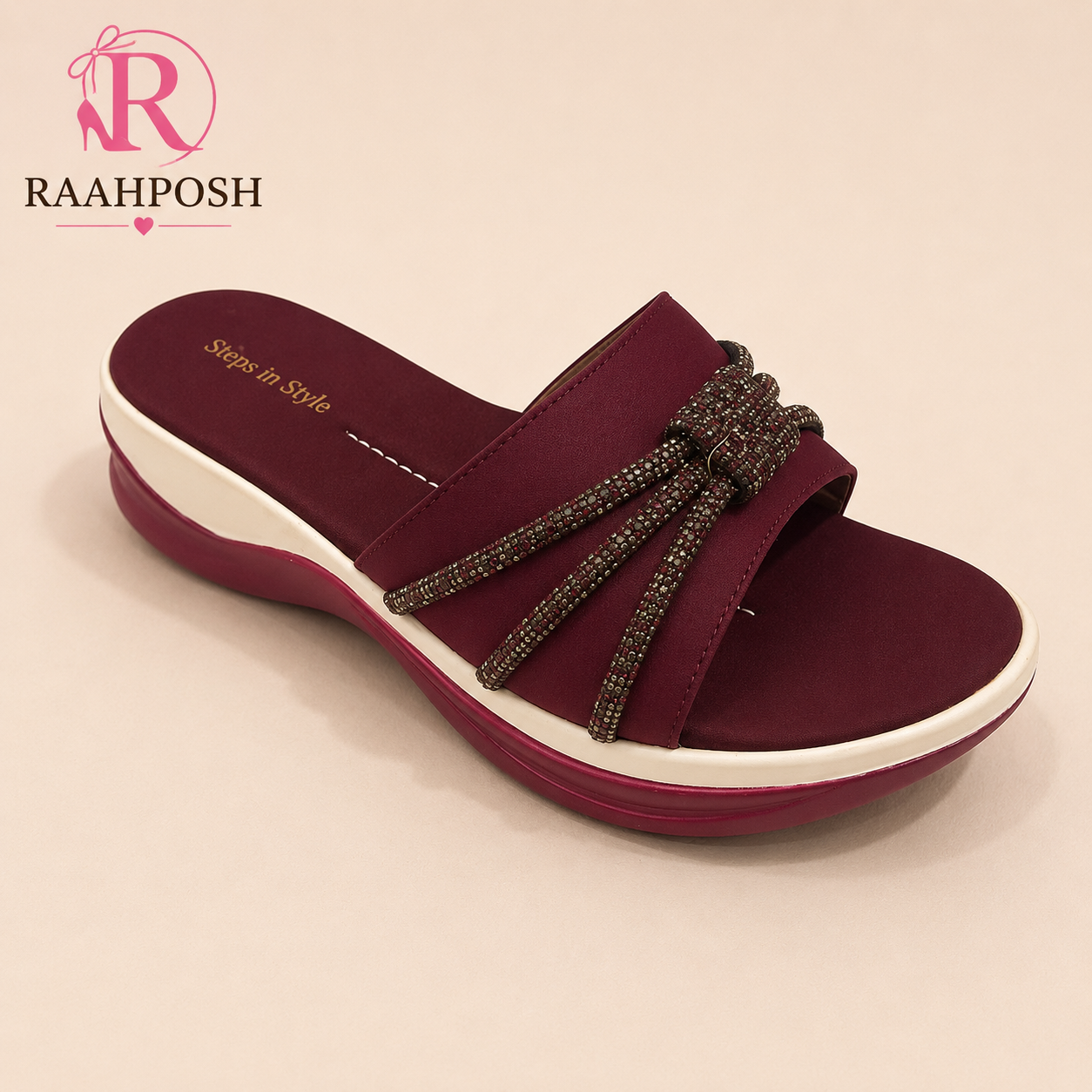 Crystal Bow Comfort Slides for Women – Soft Cushioned Casual