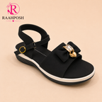 Raahposh Crystal Bow Comfort Sandals for Women – Soft Cushioned Ankle Strap Sandals