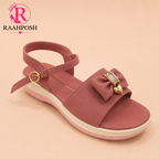 Raahposh Crystal Bow Comfort Sandals for Women – Soft Cushioned Ankle Strap Sandals