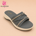 Raahposh Crystal Cross Strap Comfort Slides for Women – Soft Cushioned Casual Slippers