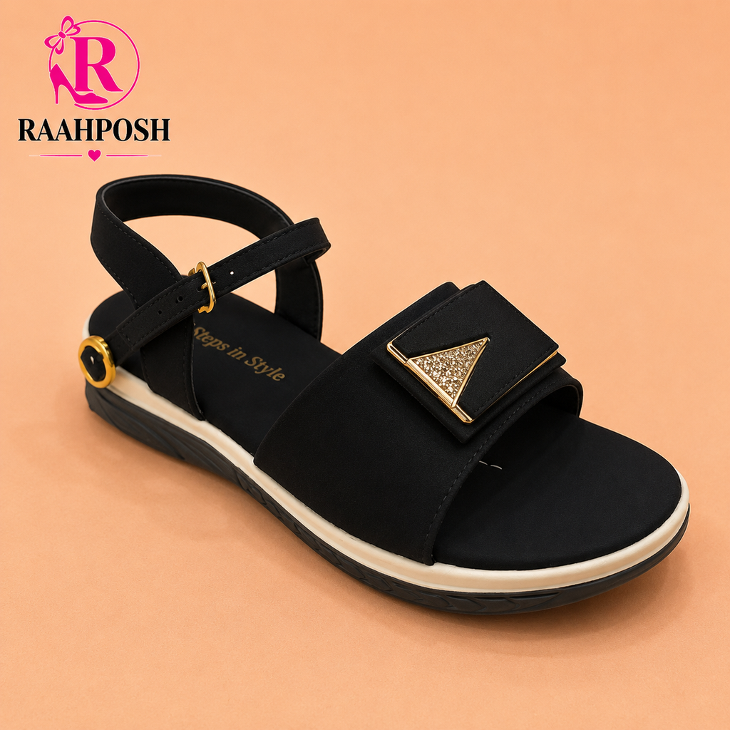 Crystal Accent Comfort Sandals for Women – Soft Cushioned Ankle Strap Sandals