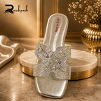 Raahposh Floral Crystal Luxe Women's Flats - Black & Silver