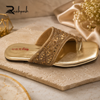 Raahposh Luxe Crystal Embellished Women's Flats - Black, Maroon & Golden