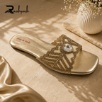 Raahposh Crystal Heart Luxe Women's Flats - Black, Golden & Silver