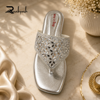 Raahposh Crystal Bloom Women's Flats - Golden & Silver