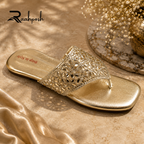 Raahposh Crystal Bloom Women's Flats - Golden & Silver