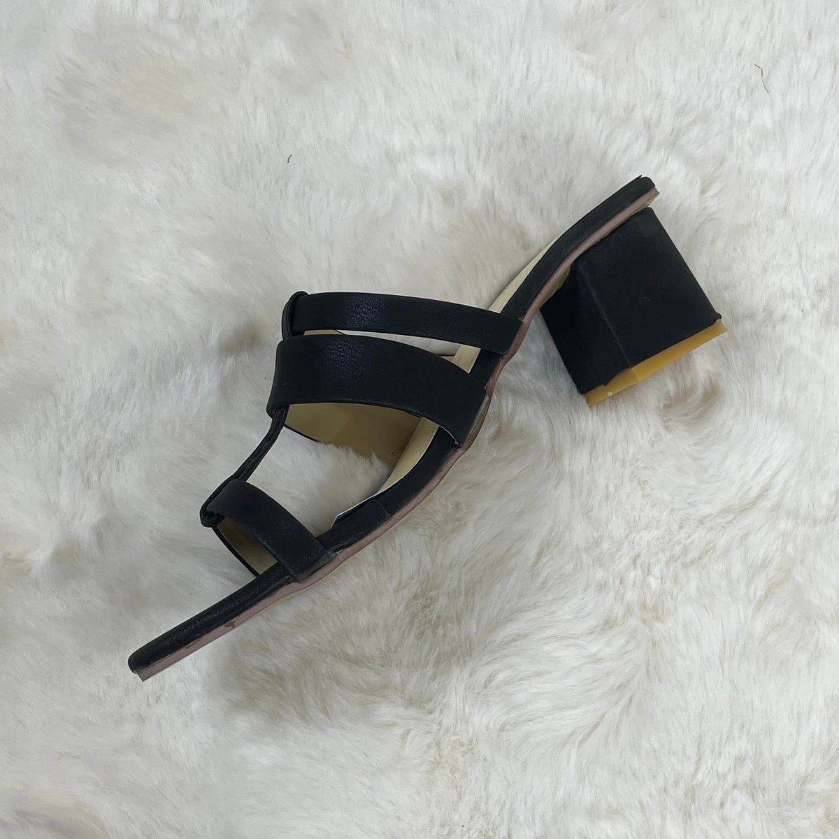 Raahposh Women’s Black Block Heel Sandals – Comfortable Strappy Heels