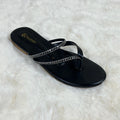 Raahposh Women’s Crystal Strap Flat – Elegant Ladies Flats in Black & Golden
