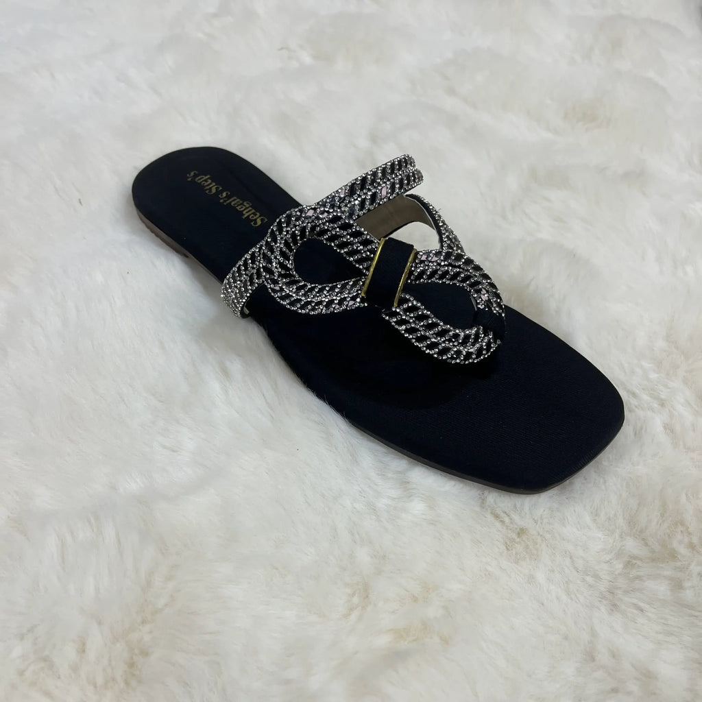 Raahposh Women’s Rhinestone Flat – Fancy Ladies Slippers in 4 Colors