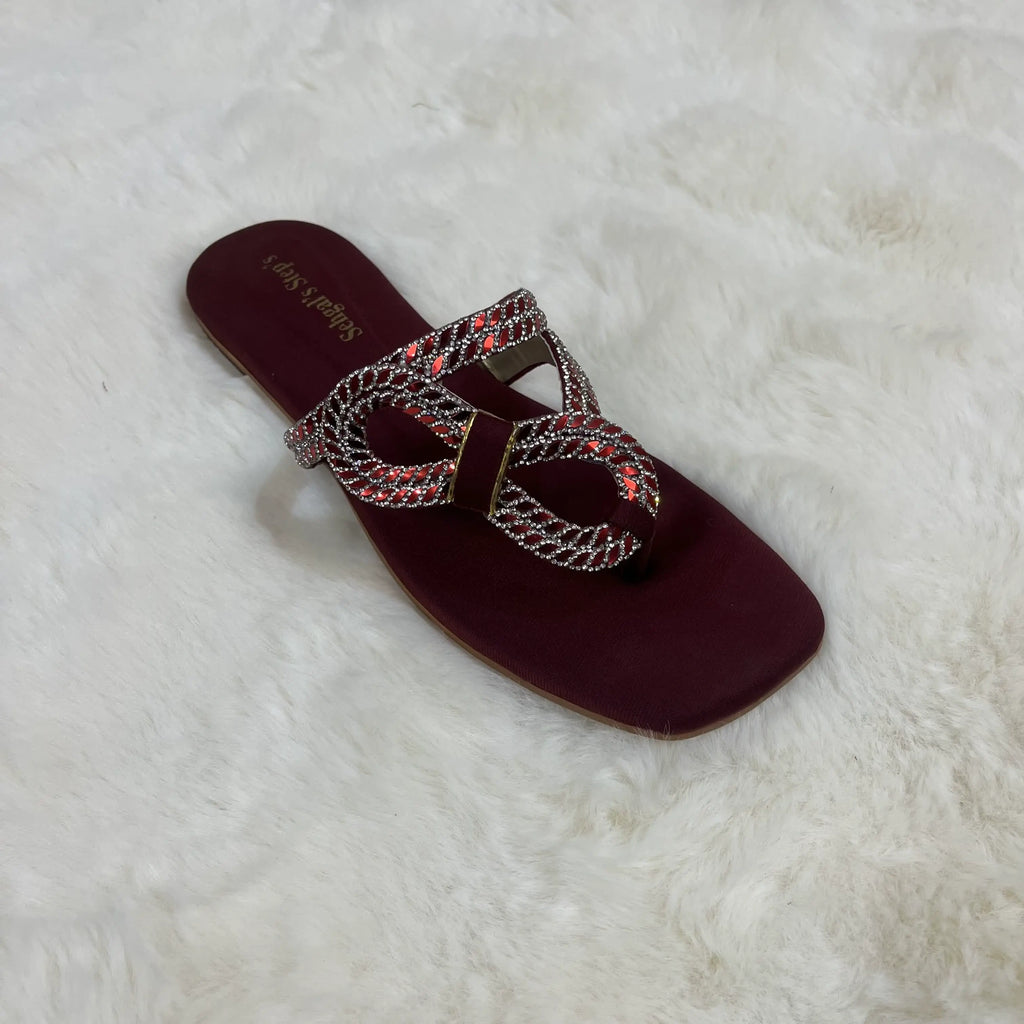 Raahposh Women’s Rhinestone Flat – Fancy Ladies Slippers in 4 Colors