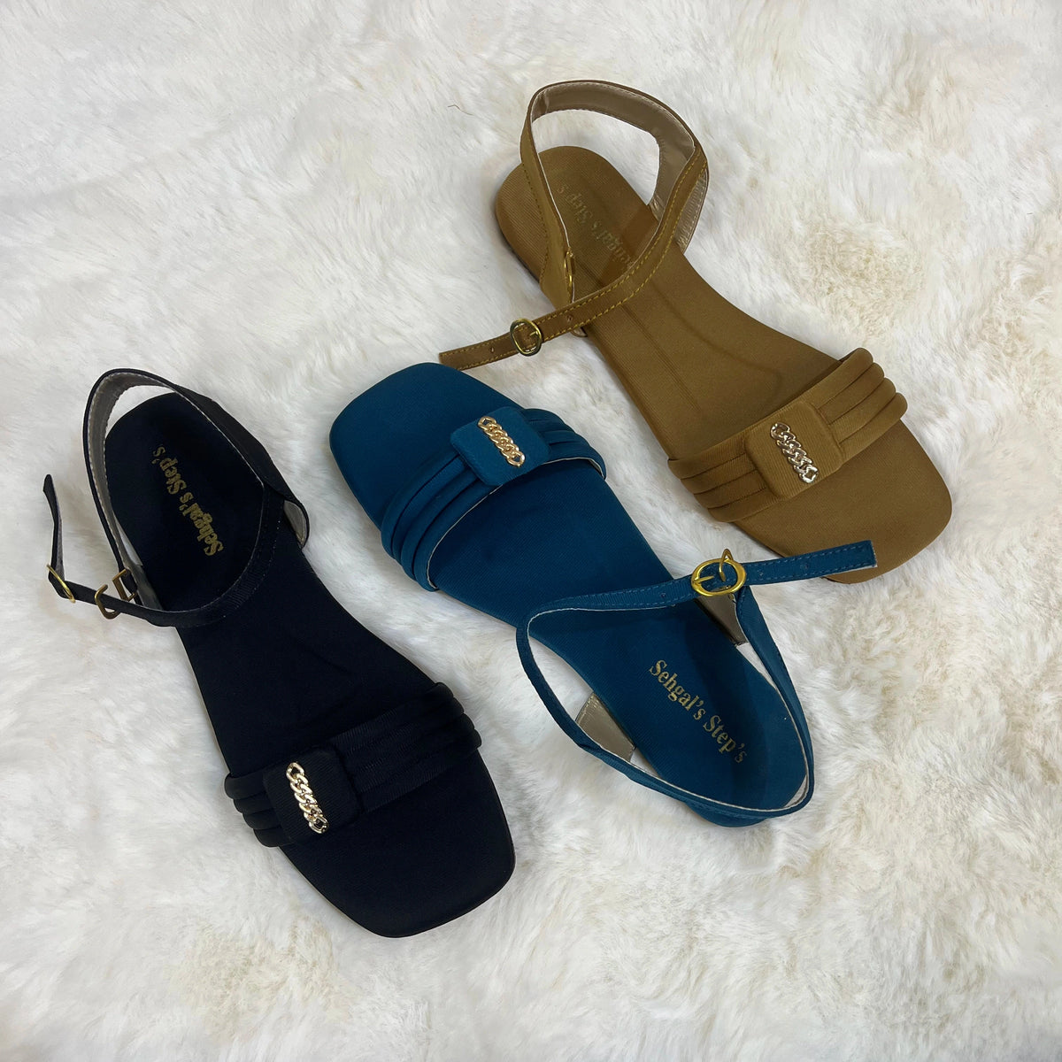 Raahposh Women’s Flat Sandals – Ankle Strap Ladies Flats in 3 Colors