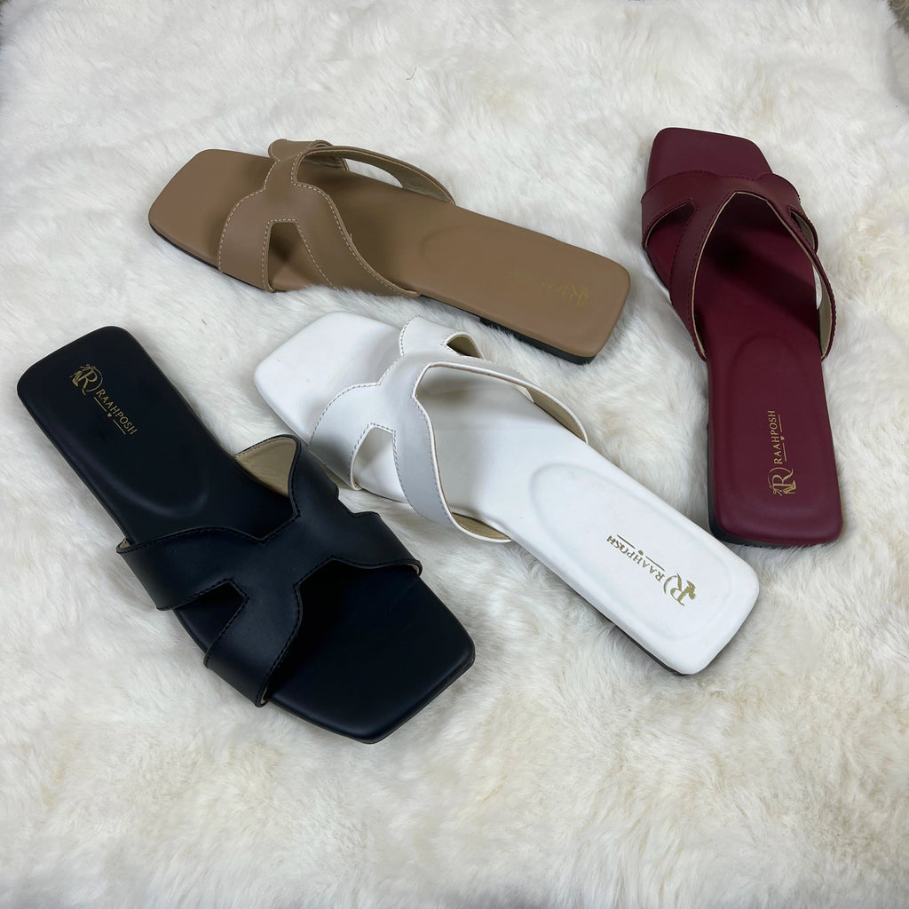 Raahposh Women’s H-Cut Flat Slippers – Comfortable Ladies Flats in 4 Colors