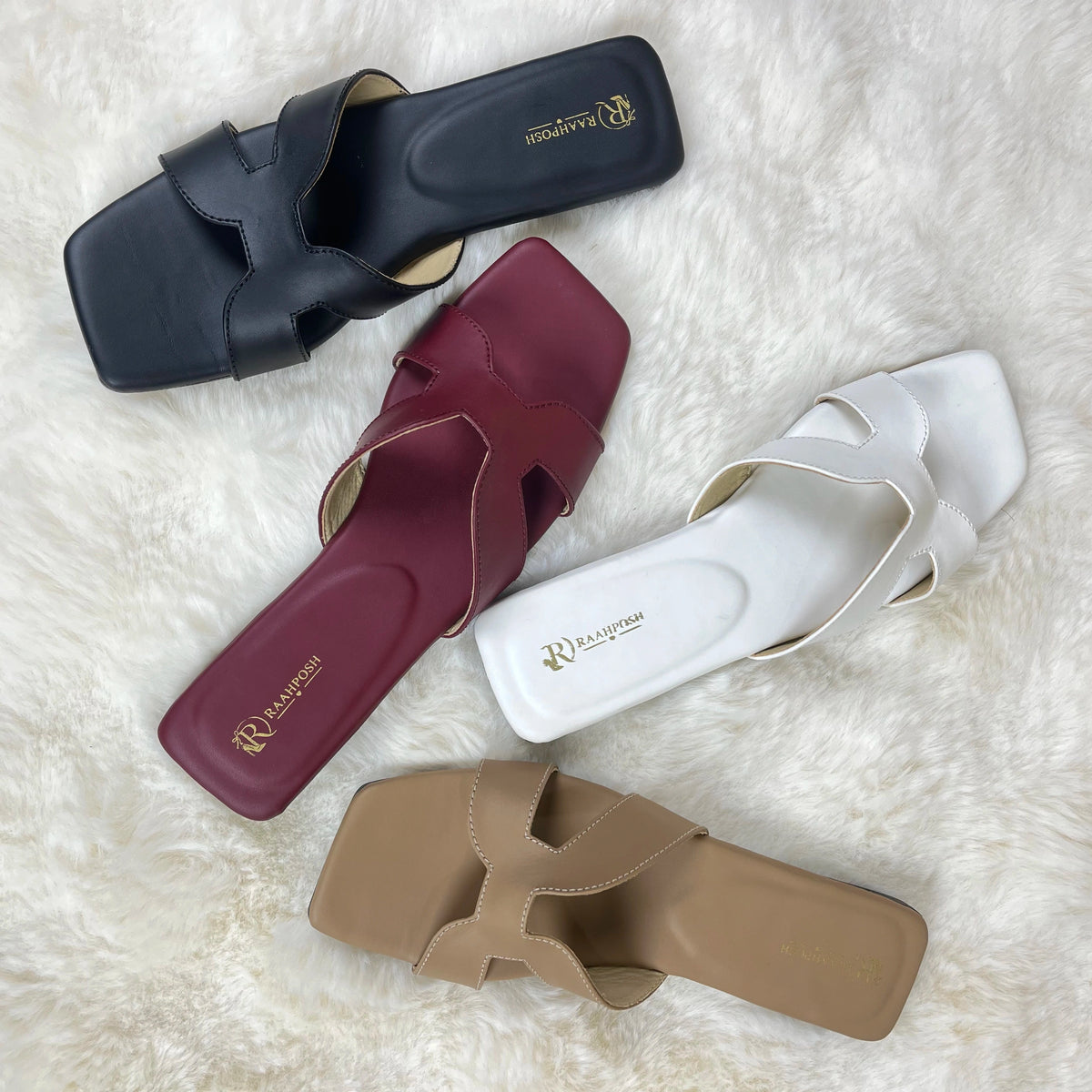 Raahposh Women’s H-Cut Flat Slippers – Comfortable Ladies Flats in 4 Colors